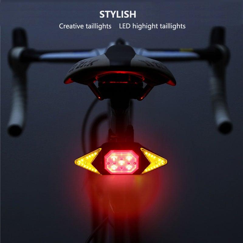 Smart Bike Light Wireless Remote Control Cycling Turning Signal Taillight USB Bicycle Rechargeable Rear Light Turn Signals With Wireless Remote Rechargeable Safety Warning Cycling Light Fits On Any Bicycle