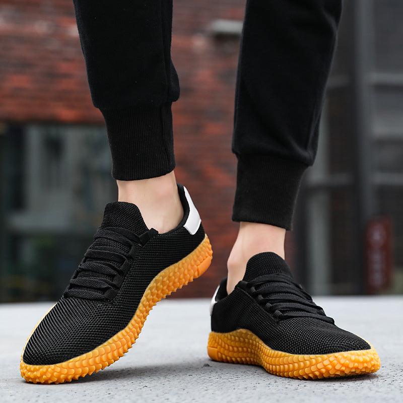 Men's Black Sneakers Mesh Breathable Shoes Male Fashion Black Athletic Footwear Flat Casual Walking Shoes Breathable Casual Shoes Couple Fashion Lace Up Mens Sneakers