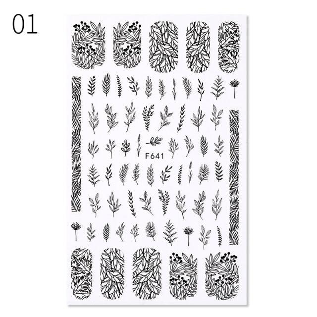 Sexy Lady Shaped 3D Nail Stickers Character Face Image Leaves Flower Decals Slider Black White Nail Art Decoration Manicure Decoration Nail Art Supplies 3D Self-Adhesive Nail Decals Designer Nail Stickers for Acrylic Nails