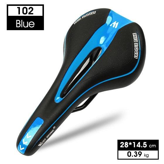 Leather Bike Saddle Road Bike Front Seat Cycling Saddles For Mens Breathable Hollow Cushion Bicycle Saddle Comfort Bike Saddle Ergonomic Waterproof Bicycle Seat For Road Bike Mountain Bike Seats