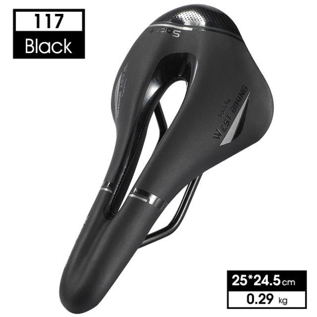 Leather Bike Saddle Road Bike Front Seat Cycling Saddles For Mens Breathable Hollow Cushion Bicycle Saddle Comfort Bike Saddle Ergonomic Waterproof Bicycle Seat For Road Bike Mountain Bike Seats