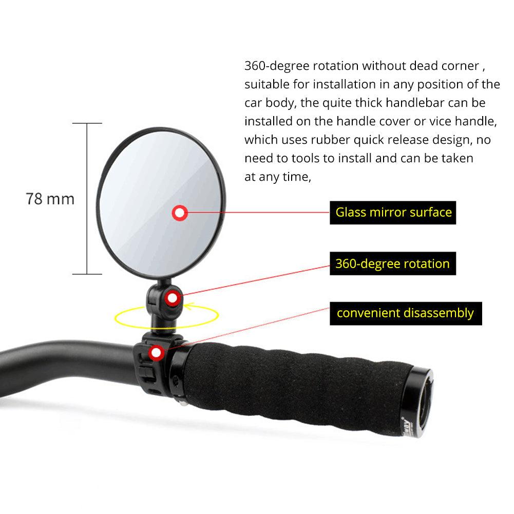 Bicycle Rearview Mirror Universal Handlebar Rearview Mirror 360 degree Rotate Rear View For Bike Bicycle Cycling Accessories Bicycle Rear Adjustable Rearview Mirror 360° Rotatable Rear-View Mirrors Handlebar Mounted Glass Mirror Universal Rearview