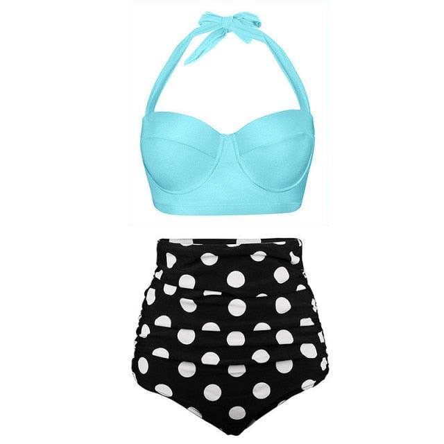 Women Swimsuits Vintage Push Up Polka Dot Plus Size Bathing Suits High Waist Bikini Underwire High Waist Swimsuit Bathing Suits Bikini Women Swimsuits Vintage Push Up Bathing Suits