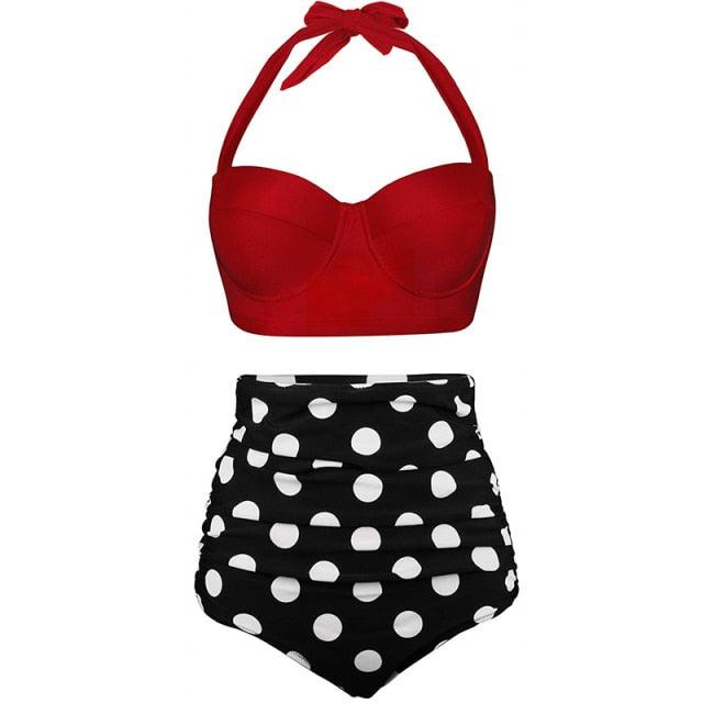 Women Swimsuits Vintage Push Up Polka Dot Plus Size Bathing Suits High Waist Bikini Underwire High Waist Swimsuit Bathing Suits Bikini Women Swimsuits Vintage Push Up Bathing Suits