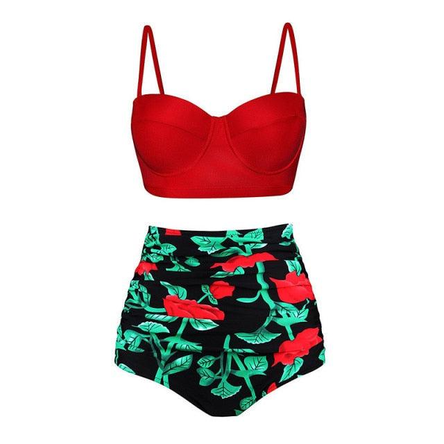 Women Swimsuits Vintage Push Up Polka Dot Plus Size Bathing Suits High Waist Bikini Underwire High Waist Swimsuit Bathing Suits Bikini Women Swimsuits Vintage Push Up Bathing Suits