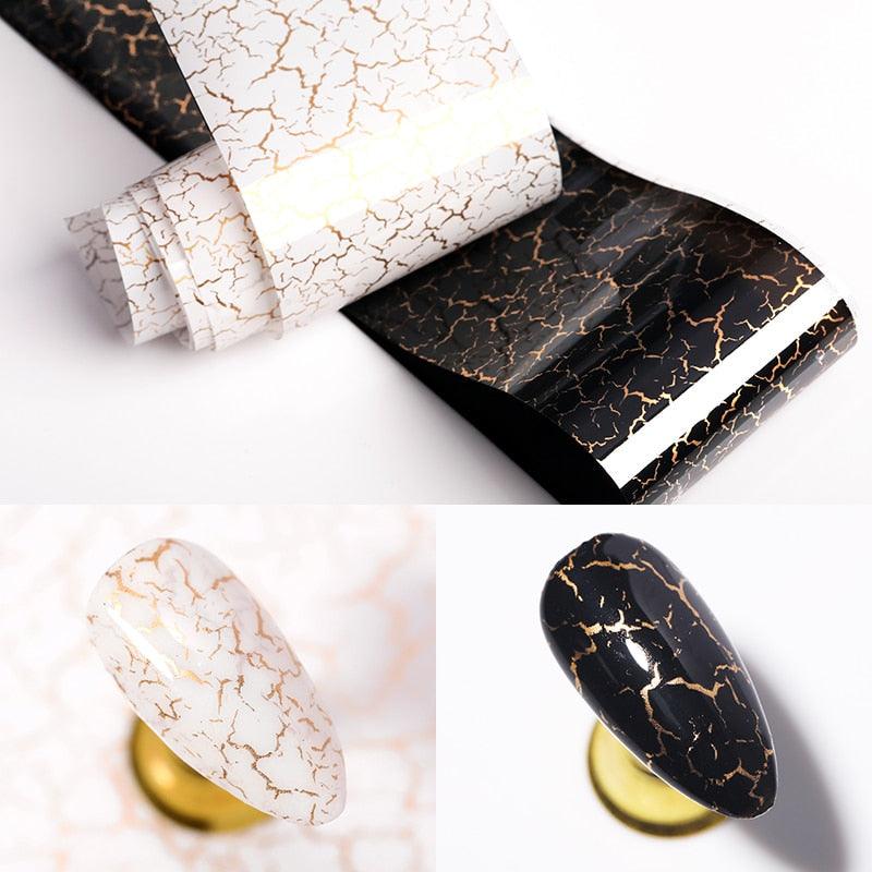 Glitter Marble Series Nail Transfer Foil Stickers Gold White And Black Bright Slider For Nails Decoration Manicures Marble Nail Art Stickers Water Transfer Nail Decals Full Wraps Gradient Acrylic Nail Kits for Women Manicure Decoration Accessory