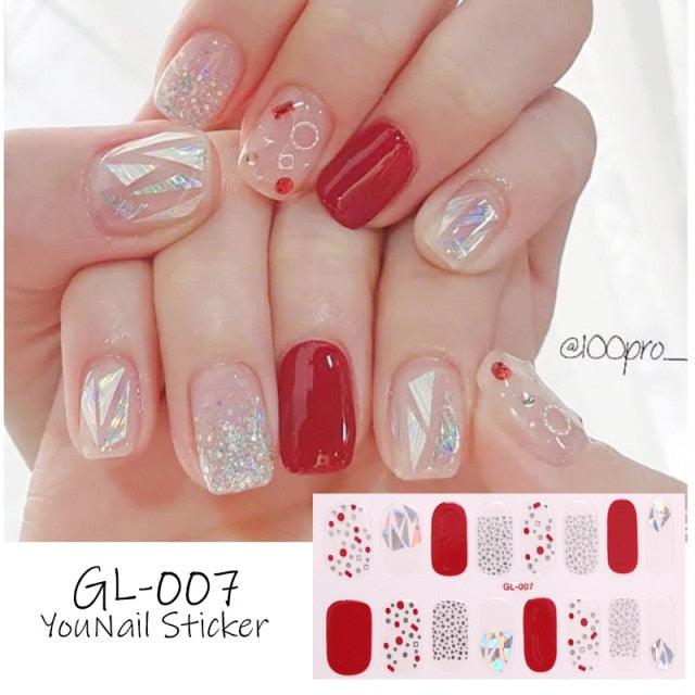 Glitter Series Shiny Manicure Decoration Designed Nail Art Stickers Nail Decoration Nail Wraps Shiny Tattoos Kids Nails Art Decoration Nail Strips Shiny French Tip Guides Stickers French Nail Stickers Form Fringe Guides