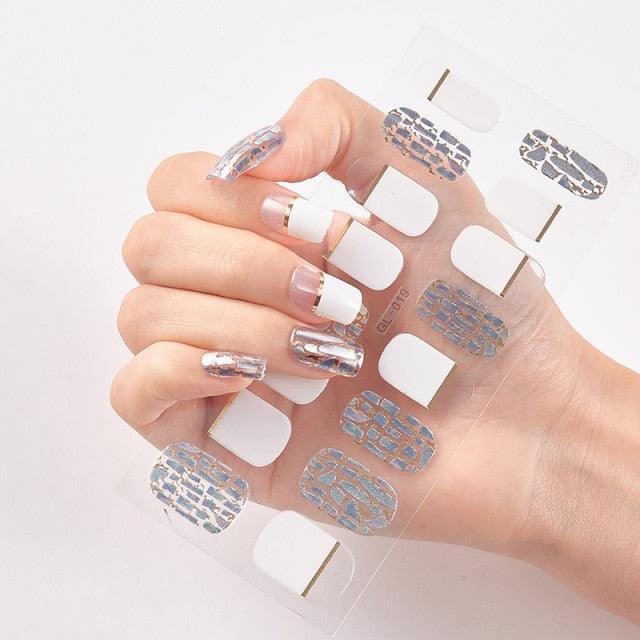 Glitter Series Shiny Manicure Decoration Designed Nail Art Stickers Nail Decoration Nail Wraps Shiny Tattoos Kids Nails Art Decoration Nail Strips Shiny French Tip Guides Stickers French Nail Stickers Form Fringe Guides