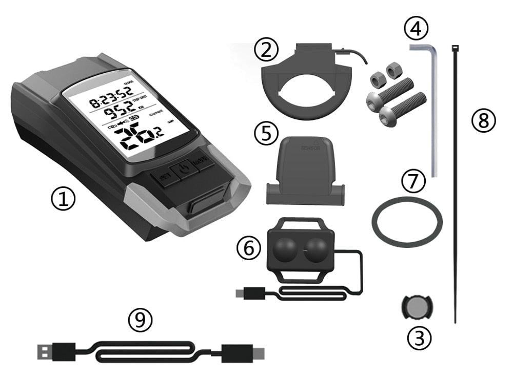 4000mAh Bike LED Lights Bicycle Computer With Horn USB Rechargeable Flashlight Bike Speedometer Waterproof USB Rechargeable Bicycle Computer With Loud Bike Bell Waterproof Bike Odometer
