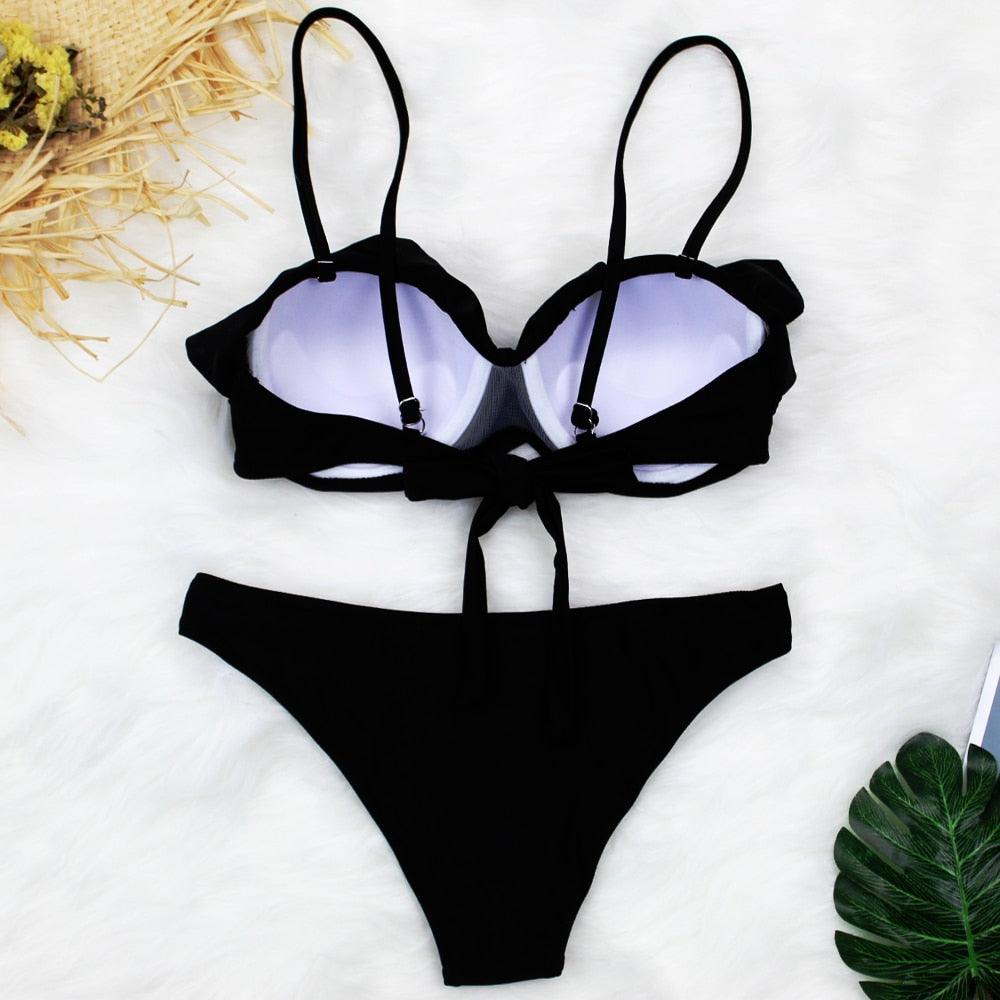 Female Two Piece Swimsuit Low Waist Bikini Floral Printing Swimwear Push Up Bathing Suit  Detachable Padded Push Up Striped Bikini Set Two Piece Swimsuit Ladies Vintage Lace Bikini Sets Beach Swimwear