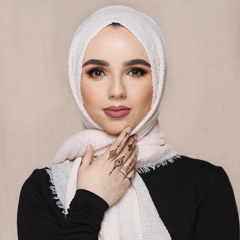 Light Soft Fashion Solid Scarf Crinkle Cotton Linen Wrap Shawl Hijab Muslim Woman Shawls Turban Islamic Clothing Head Wrap For Women