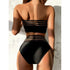 Luxury Women Black Bikini High Waist Swimwear Female 2 Pieces Set Swimsuit Bathing Suit Women Beach Women's High Waisted Bandage Bikini Set Two Piece Push Up Swimsuits