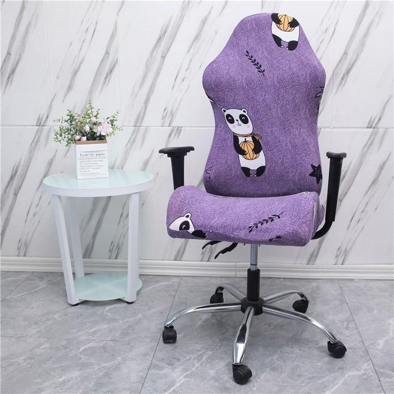 Office Computer Gaming Chair Covers Stretch Spandex Armchair Gamer Seat Cover Printed Household Racing Desk Rotating Slipcovers Soft Fit Universal Desk Rotating Chair Slipcovers, Removable Washable Anti-Dust Spandex Chair Protector Cover With Zipper