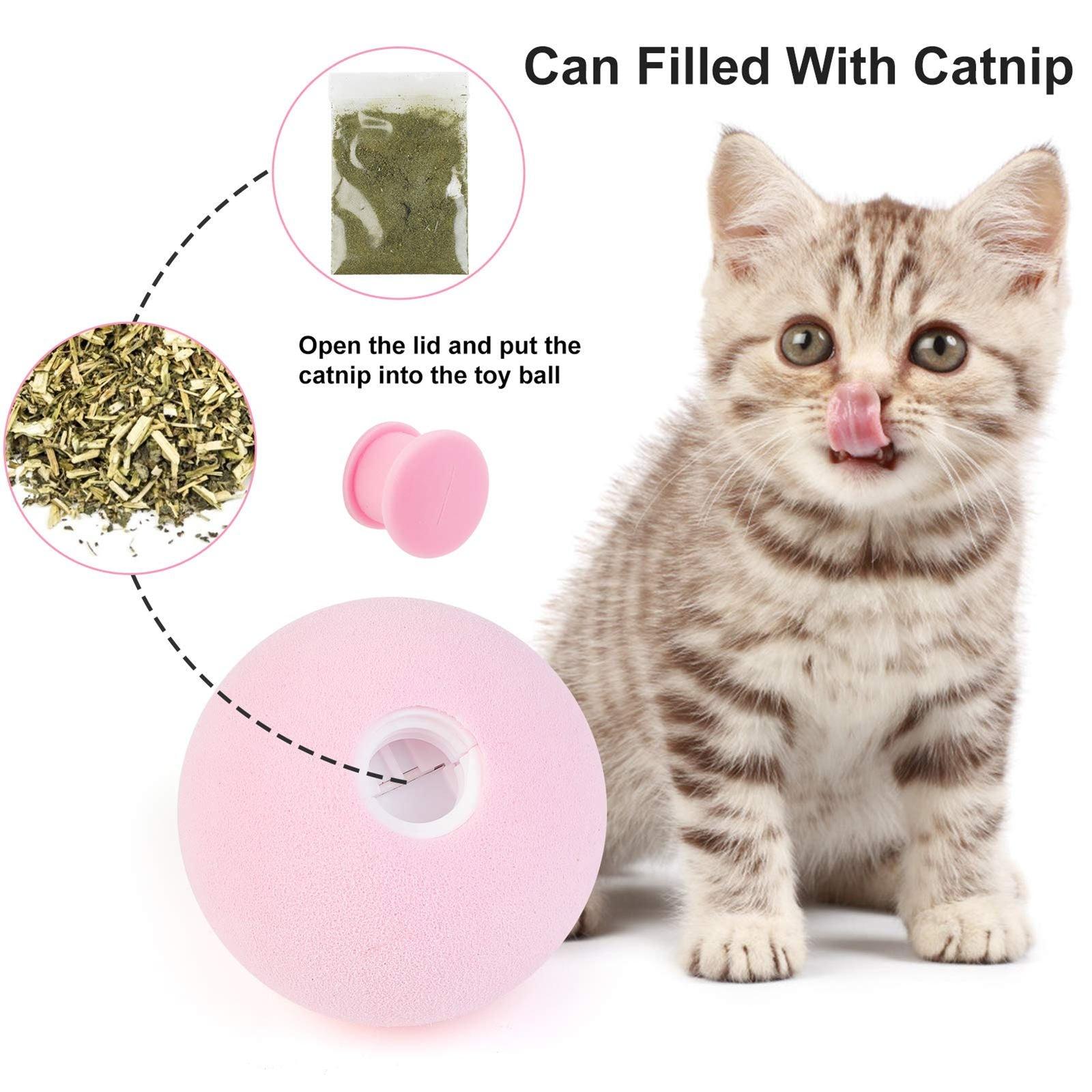 Smart Cat Toys Ball Catnip Cat Training Toy Pet Playing Ball Pet Products Toy for Cats Interactive Chirping Balls Cat Kicker Toys Fun Catnip Toys for Cat Exercise