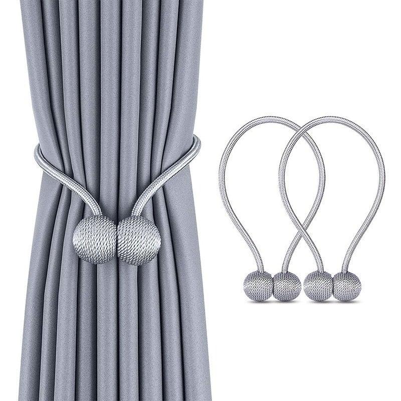 Magnetic Curtain Tieback Buckle Strap Holdbacks Magnet Clip For Curtain Rod Tie Backs Hanging Belts Rope Accessories Upgraded Curtain Buckles European Style Decorative Weave Rope Curtain Holdbacks Holder For Window Decor Curtain Clips Rope Straps Magnet