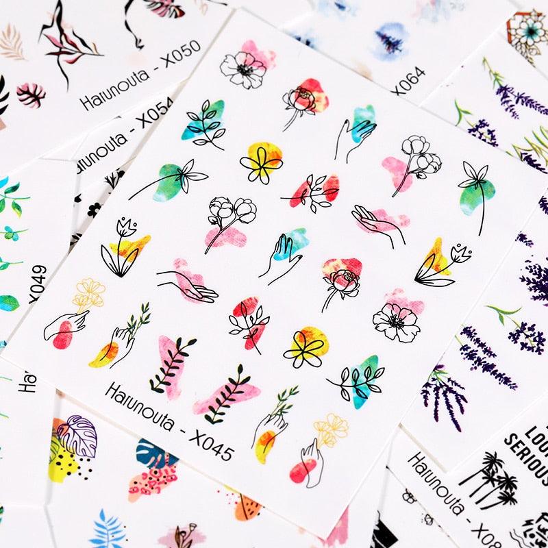 Nails Sticker Nail Art Decorations Flowers Leaves Decals Water Transfer Sliders Woman Face Fruit Foil Manicures Wraps  Water Transfer Nail Decals Sticker For Pretty Girl Self-Adhesive Nail Decals Designer Nail Stickers for Acrylic Decal