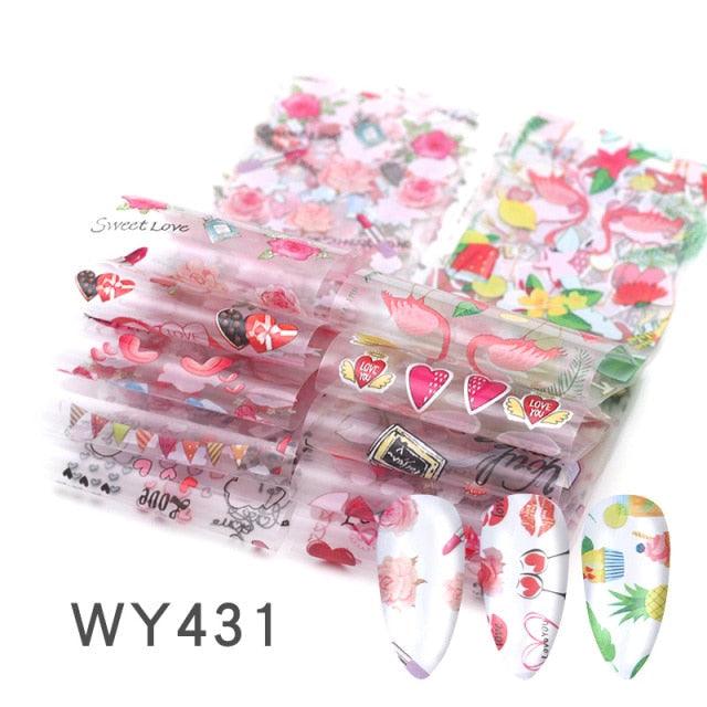 Holographic Nail Foil Transfer Set Sticker Decal Nail Art Foils Designer Marble Nail Decoration Sliders Wraps Manicure  Women Kids Girls Manicure Decoration Nail Art Supplies 3D Self-Adhesive Nail Decals Designer Nail Stickers for Acrylic Nails