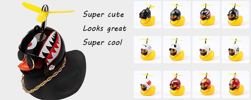 Yellow Small Bike Duck Bicycle Bell Luminous Normal Duck Ducky Bicycle Airscrew Helmet Wind Motor Riding Cycling Lights Horn Rubber Duck Helmet Bike Horn Bell Car Decoration Bicycle Horn