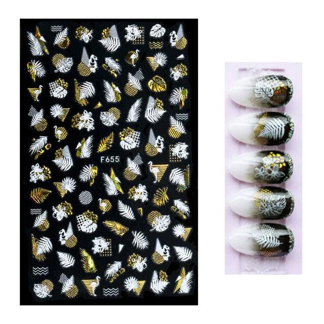 3D Nail Stickers Leaves Butterfly Panda Love Heart Design Stickers For Nails Manicure Foil Nail Art Decor  Girls Manicure Decoration Nail Art Supplies 3D Self-Adhesive Nail Decals Designer Nail Stickers for Acrylic Nails