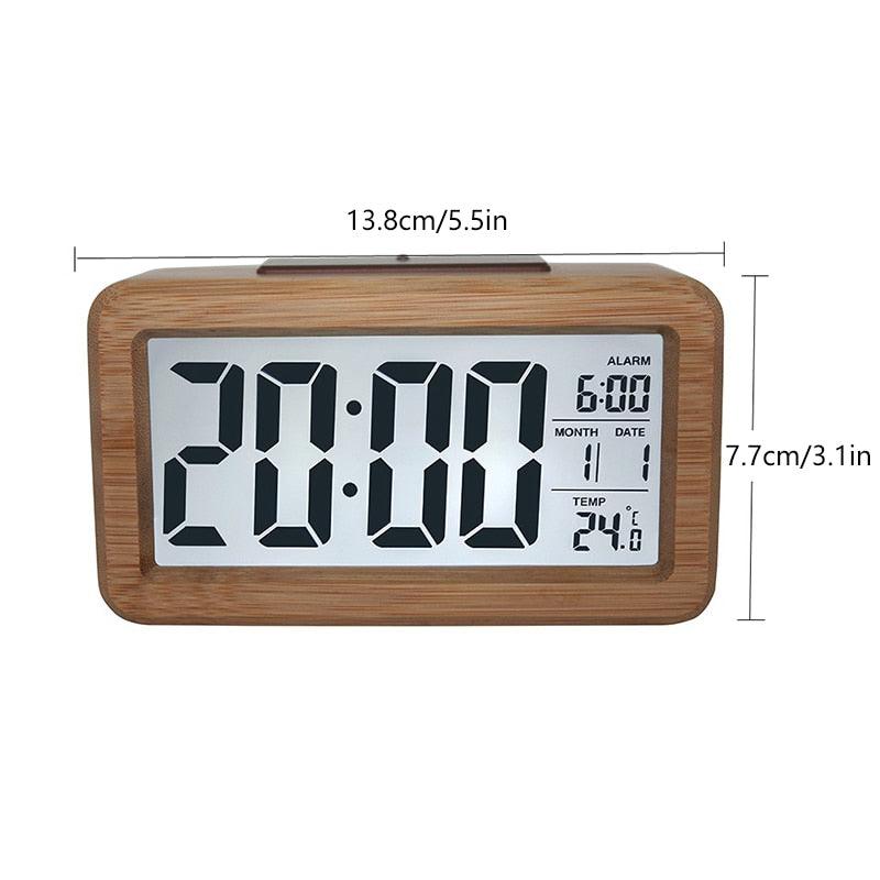 USB/AAA Powered LED Digital Clock Wooden Alarm Clock Table Clock Wooden Digital Alarm Clock with Wireless Charging 3 Alarms LED Display Sound Control and Snooze Dual for Bedroom Bedside Office Voice Control Electronic Clock Desktop Decor