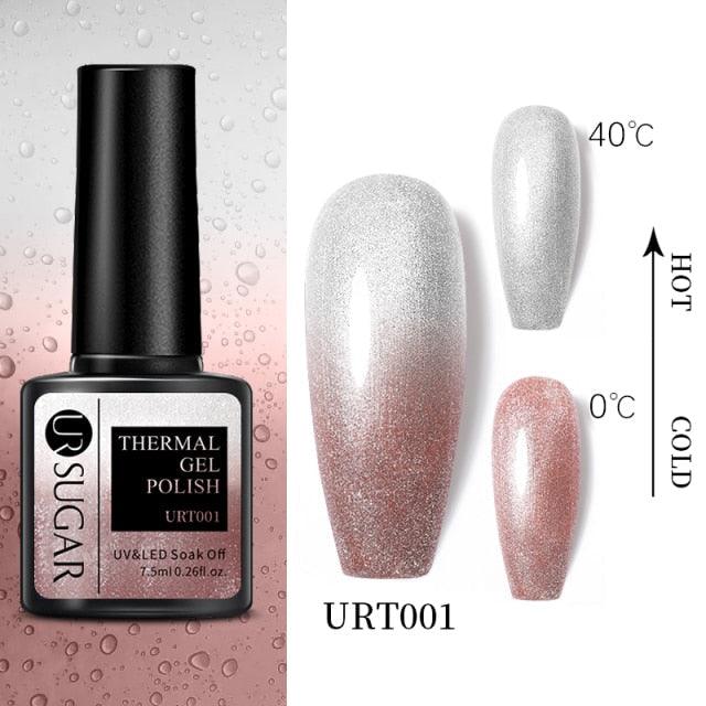 Thermal Shiny Nail Polish Change Color Effect Gel UV Semi Permanent Stylish Three Layer Effect For Womens