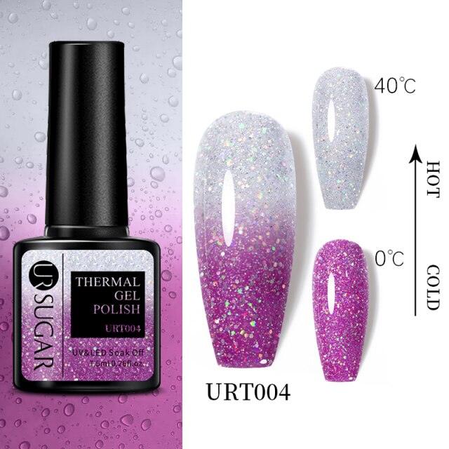 Thermal Shiny Nail Polish Change Color Effect Gel UV Semi Permanent Stylish Three Layer Effect For Womens