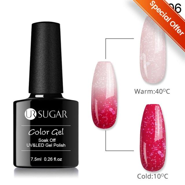 Thermal Shiny Nail Polish Change Color Effect Gel UV Semi Permanent Stylish Three Layer Effect For Womens