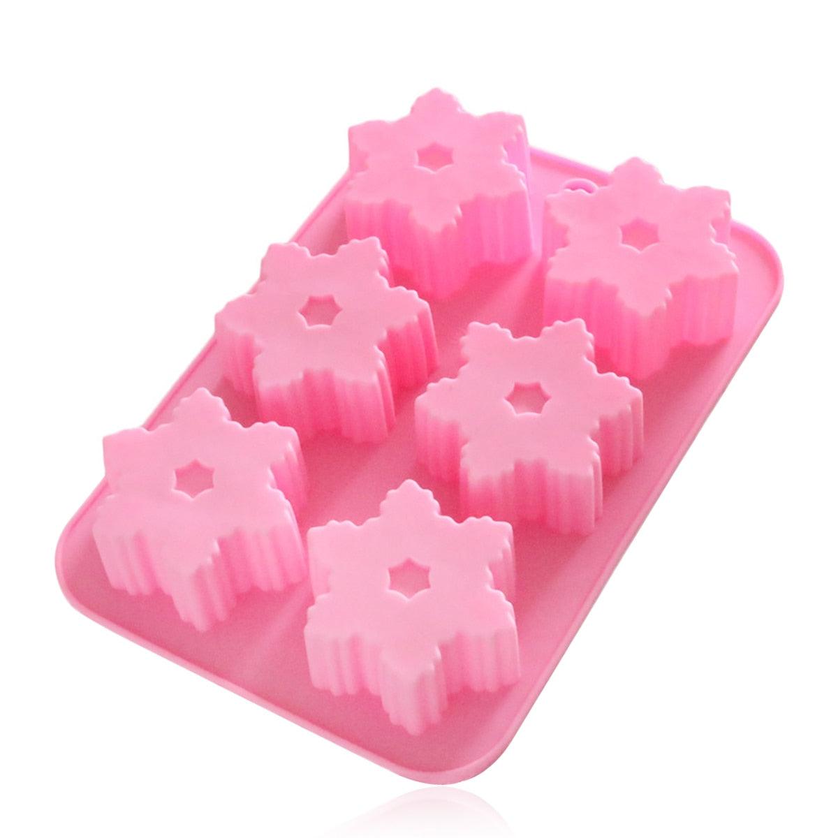 Snowflake Chocolate Mold Soap Silicone Ice Tray Cake  Christmas Mould 6 Cavities Baking Pastry Tools Silicone Snowflake Molds Cake Pans Cookie Trays Handmade Soap Making Mould