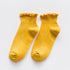 Candy High Quality Lace Solid Color Cute Sweet Girl Fashion Socks Pure Cotton Wood Ear Light Mouth Cotton Novelty Socks Unisex Crew Socks For Men And Women