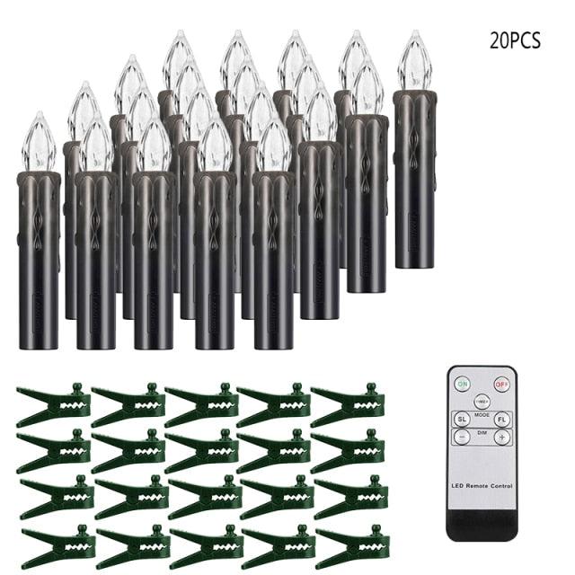 Christmas Tree Clip Candle Warm White Battery Operated Waterproof LED Flameless Taper Ivory Floating Candles with Remote Timer Ideal For Home Flameless Flashing With Remote And Suction Cup LED Candles For Halloween Birthday Garden Decoration