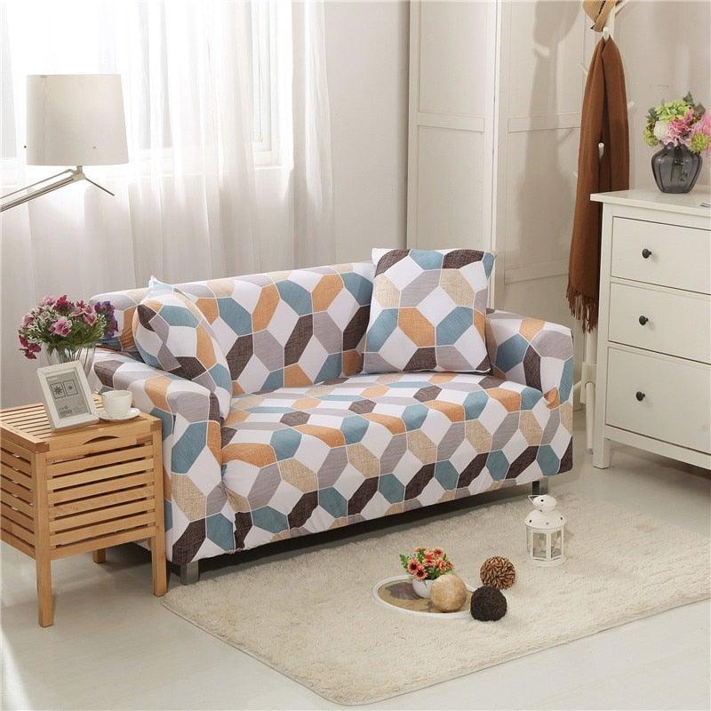 Elastic Sofa Covers for Living Room Stretch Slipcovers Sectional Couch Cover L Shape Corner Armchair Cover 1/2/3/4 Seater Slipcovers Elastic Stylish Printed Sectional Sofa Furniture Protector For Living Room