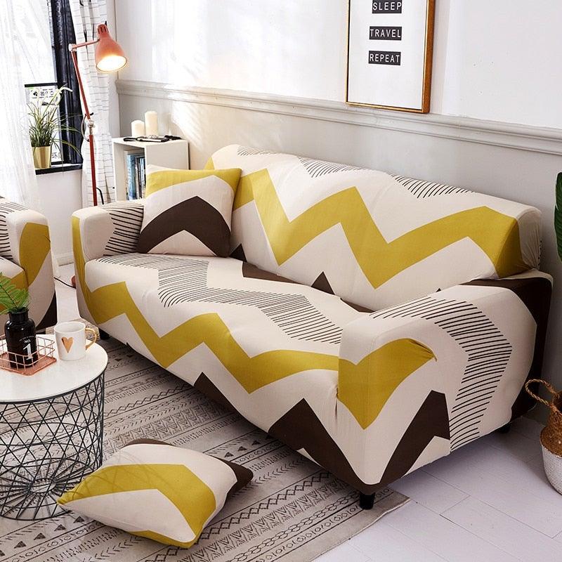 Elastic Sofa Covers for Living Room Stretch Slipcovers Sectional Couch Cover L Shape Corner Armchair Cover 1/2/3/4 Seater Slipcovers Elastic Stylish Printed Sectional Sofa Furniture Protector For Living Room