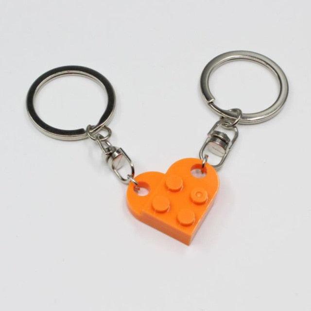 Cute Matching Elements Heart Colorful  Love Heart Brick Keychain Set For Couples Friendship Girl Boy Key Ring Birthday Jewelry Gift Women Men Matching Keychains for Couples Best Friends Birthday Xmas Gifts