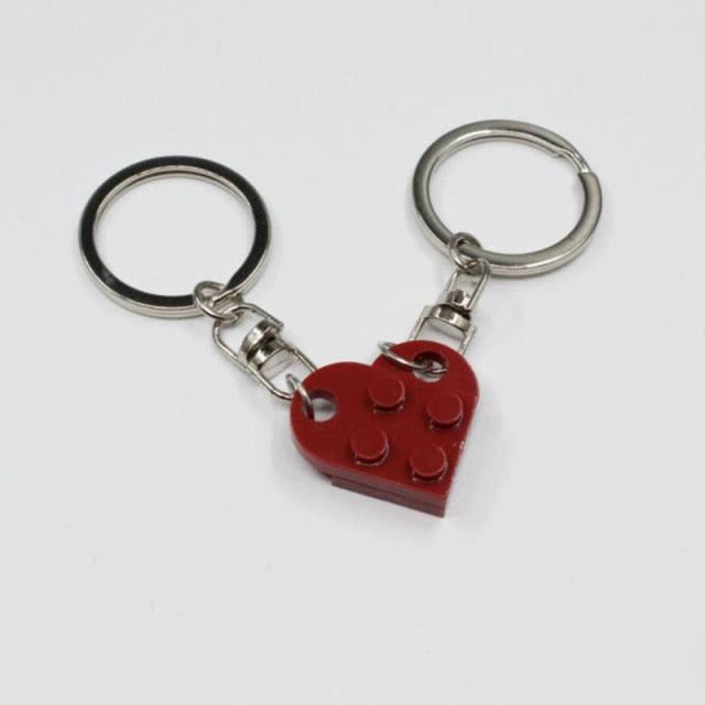 Cute Matching Elements Heart Colorful  Love Heart Brick Keychain Set For Couples Friendship Girl Boy Key Ring Birthday Jewelry Gift Women Men Matching Keychains for Couples Best Friends Birthday Xmas Gifts