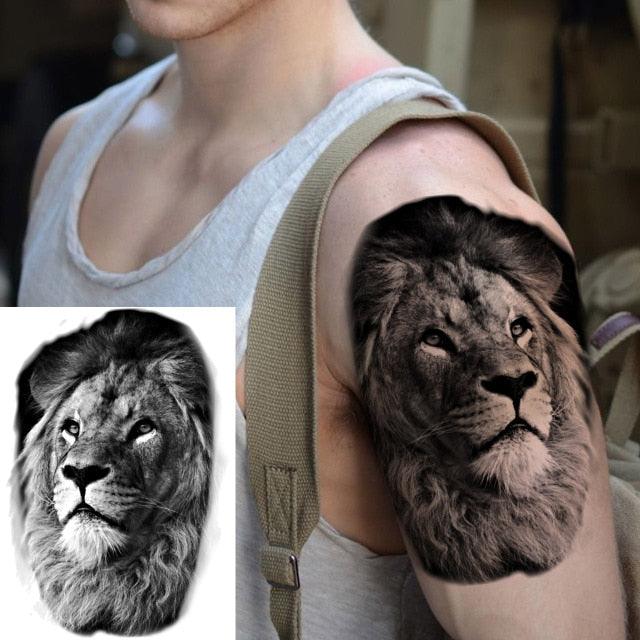 Realistic Lion Temporary Tattoo Black Warrior Sticker Waterproof Luxury Tattoo For Men Women - STEVVEX Beauty - 103, 3D Tattoo, Animal Tattoo, Arm Tattoo, Beauty, Big Tattoo, Black Tattoos, Body Tattoo, Fashion Tattoo, Flower Tattoo, Girls Tattoo, Gladiator Tattoo, Large Tattoo, Leg Tattoo, Lion Tattoo, Luxury Tattoo, Mens Tattoo, Modern Tatoos, Modern Tattoo, Realistic Tattoo, Shoulder Tattoo, Stylish Tattoo, Tattoo, Warrior Tattoo, Waterproof Tattoo, Wolf Tattoo, Women Tattoo, Womens Tattoo - Stevvex.com