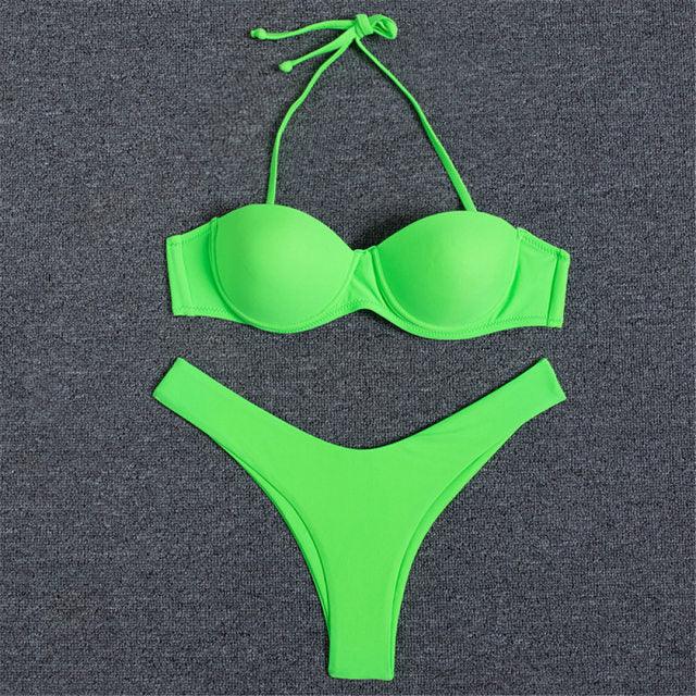 Bikini Push Up Swimsuit Female Swimwear Women's Bathing Suits Push Up Underwire Bikini Set Padded Two Piece Swimsuits Women Two-pieces Durable Bikini Set With Bra Cup Modern Bathing Suit