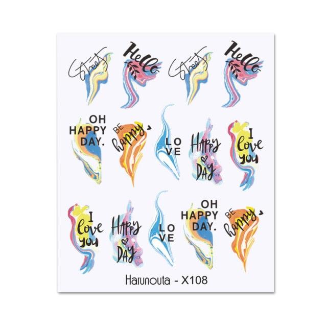 Cool Geometrics Pattern Water Decals Stickers Flower Leaves Slider For Nails Spring Summer Nail Art Decoration Tattoos Women Nail Art Stickers Water Transfer Decals Design Nail Art Supplies Manicure Acrylic Nail Foil Stencils Decorations