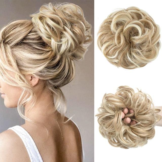 Hair Bun Extensions Messy Curly Elastic Hair Scrunchies Hairpieces Synthetic Chignon Donut Up-do Hair Pieces Clip in Hair Extension For Volumized Hair Buns For Girls