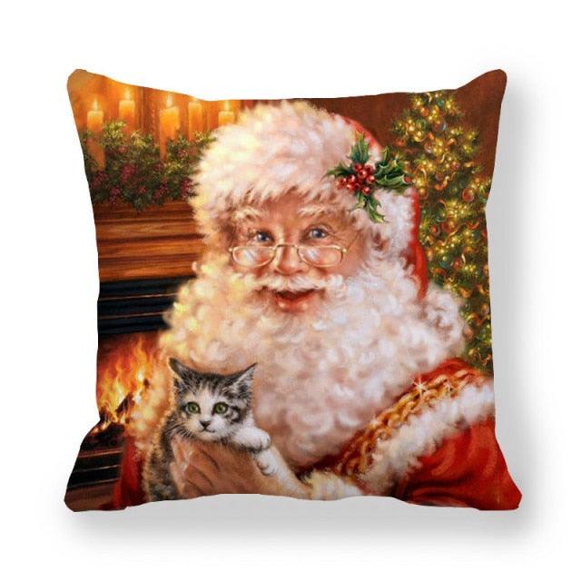 Christmas Ornaments Merry Christmas Decorations Throw Pillow Covers Santa Claus Snowman Merry Christmas Decorative Pillow Cases Home Decor Navidad Home Decor Cushion Cover Happy New Year 2022 45x45CM