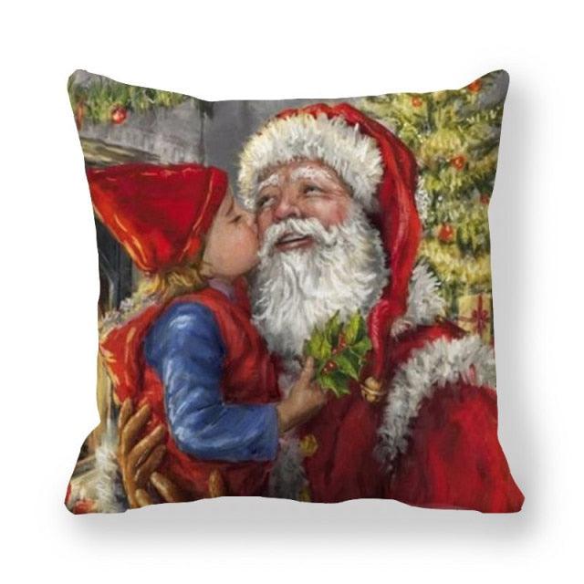 Christmas Ornaments Merry Christmas Decorations Throw Pillow Covers Santa Claus Snowman Merry Christmas Decorative Pillow Cases Home Decor Navidad Home Decor Cushion Cover Happy New Year 2022 45x45CM