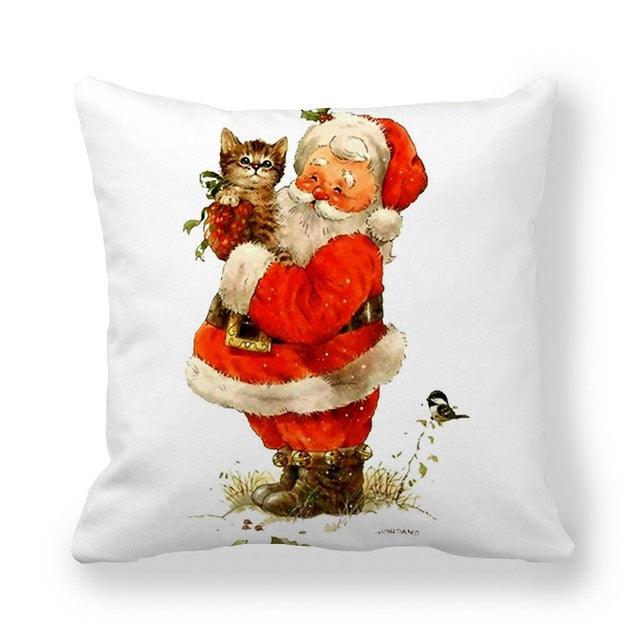 Christmas Ornaments Merry Christmas Decorations Throw Pillow Covers Santa Claus Snowman Merry Christmas Decorative Pillow Cases Home Decor Navidad Home Decor Cushion Cover Happy New Year 2022 45x45CM