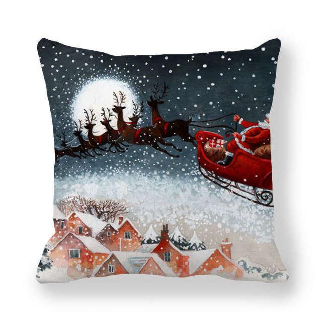 Christmas Ornaments Merry Christmas Decorations Throw Pillow Covers Santa Claus Snowman Merry Christmas Decorative Pillow Cases Home Decor Navidad Home Decor Cushion Cover Happy New Year 2022 45x45CM