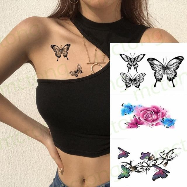 3D Butterfly Waterproof Temporary Tattoo Sticker Snake Flowers Elegant Small Popular Tattoo For Womens Mens - STEVVEX Beauty - 103, 3D Tattoo, Animal Tattoo, Arm Tattoo, Back Tattoo, Beauty, Black Tattoos, Body Tattoo, Boys Tattoo, Butterfly Tattoo, Children Tattoo, Colorful Tattoo, Different Tattoo, Leg Tattoo, Lotus Tattoo, Luxury Tattoo, Men Tattoo, Mens Tattoo, Party Tattoo, Red Flower Tattoo, Tattoo - Stevvex.com