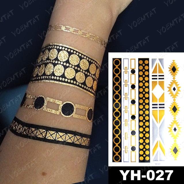 New Waterproof Temporary Tattoo Sticker Golden Silver Flower Jewelry Flash Fashion Different Design Tattoos For Womens - STEVVEX Beauty - 103, 3D Tattoo, Arm Tattoo, Beauty, Big Tattoo, Body Tattoo, Colorful Tattoo, Different Tattoo, Elegant, Fashion Tattoo, Flower Tattoo, Girls Tattoo, Glitter Tattoo, Gold Tattoo, Jewelry Tattoo, Leg Tattoo, Luxury Tattoo, Metallic Tattoo, Modern Tattoo, Party Tattoo, Stylish Tattoo, Tattoo, Waterproof Tattoo, Women Tattoo, Womens Tattoo - Stevvex.com