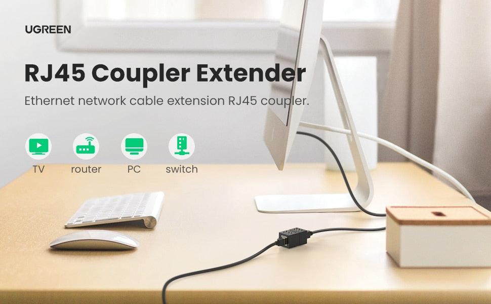 Elegant Small RJ45 Network Coupler Connector Cat7/6/5e Ethernet Adapter 8P8C Network Extender Extension Cable For Ethernet Cable Adapter Female To Female Black