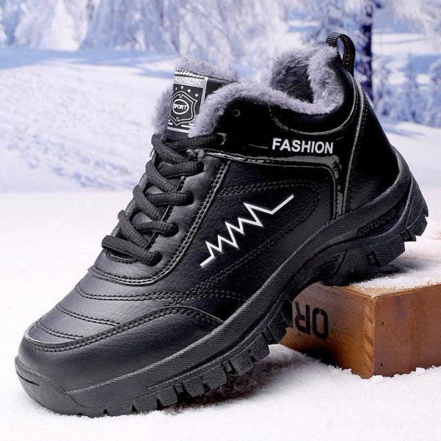 Winter Womens Mens Boots Shoes Plush Warm Sneakers Outdoor Waterproof Ankle Snow Boots Casual Leather Hiking Boots Outdoor Trekking Boot Mid Hiker Boot For Mens