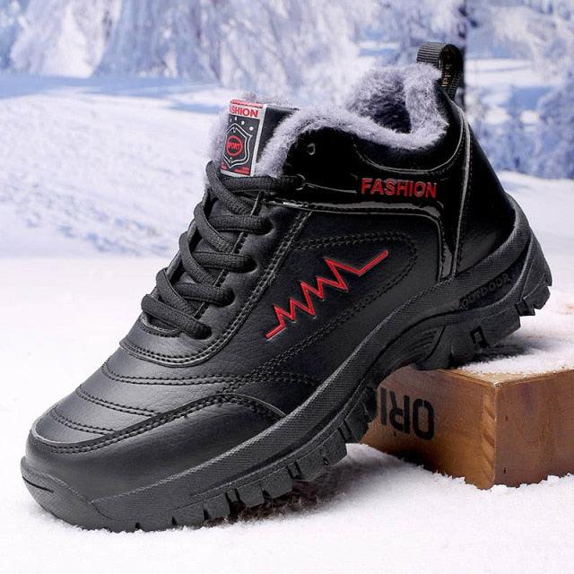 Winter Womens Mens Boots Shoes Plush Warm Sneakers Outdoor Waterproof Ankle Snow Boots Casual Leather Hiking Boots Outdoor Trekking Boot Mid Hiker Boot For Mens