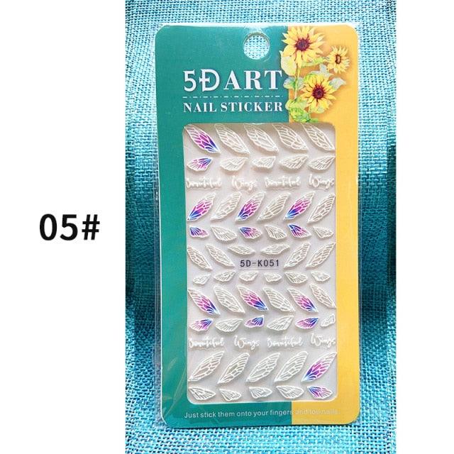 White Embossed Flower Lace 5D Sticker Decal Wedding Nail Art Designs Floral Flower Transfer Decal  Geometry  3D Wave Design Decoration for Women Girls Tape Nail Art Stickers Decal Decoration Geometry Transfer Decals Nail Art Decorations Decoration Decal