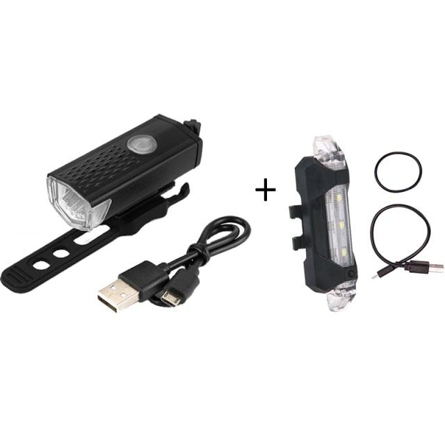 Waterproof USB LED Rechargeable Set Bicycle Lamp Mountain Cycle Front Back Headlight Lamp Flashlight Bike Powerful Bicycle Front Headlight And Back Taillight Fast Disassembly Bicycle LED Light For Road Mountain Cycling