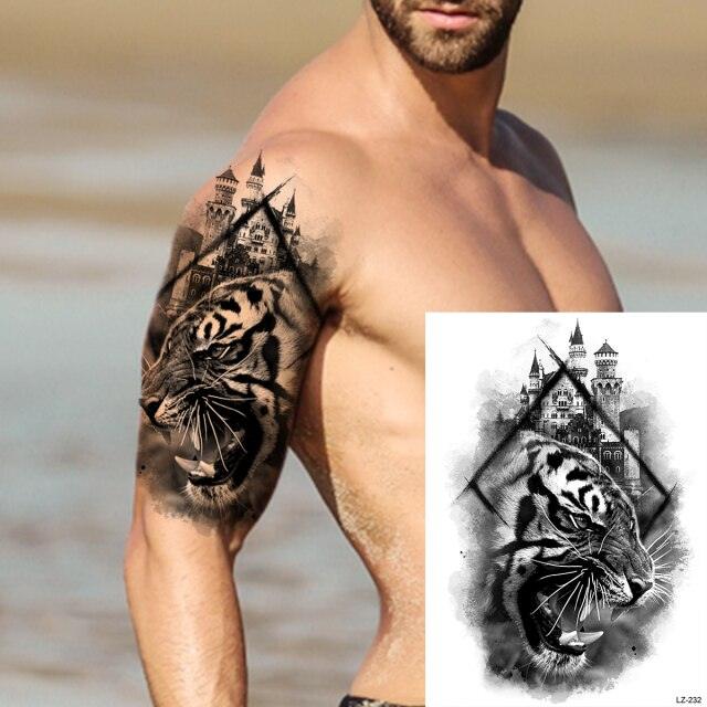 Big Black Tiger Tattoos Waterproof Leopard Tatoos Large Monster Body Arm Legs Tattoo Cool Tiger Face Temporary Tattoos For Women Men - STEVVEX Beauty - 103, 3D Tattoo, Animal Tattoo, Arm Tattoo, Back Tattoo, Beauty, Big Tattoo, Black Tattoos, Body Tattoo, Fashion Tattoo, Large Black Tattoo, Large Tattoo, Leg Tattoo, Lion Tattoo, Luxury Tattoo, Men Tattoo, Mens Tattoo, Realistic Tattoo, Tattoo, Tiger Tattoo, Waterproof Tattoo, Women Tattoo - Stevvex.com